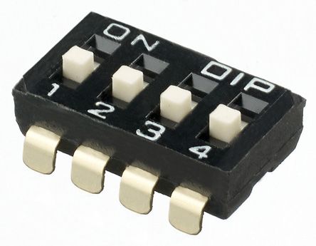 APEM DIP-Schalter 4-stellig 4-poliger Wechsler, Kontakte Vergoldet 25 MA, Bis +85°C
