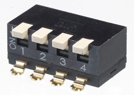 APEM Interruptor DIP, 4PST, Montaje Superficial, Actuador Piano, Elevado, 25 MA, 4 Vías, -20 → +85°C