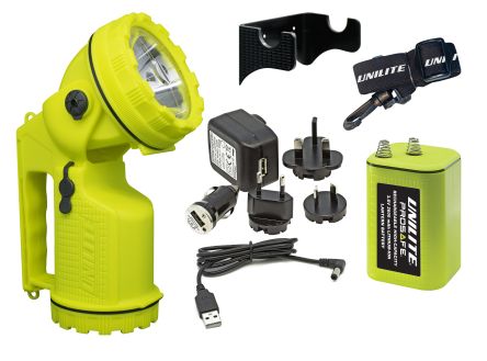Unilite Rechargeable Handlamp, LED, 250 m Beam, Focusing, with batteries 6 (Battery) V