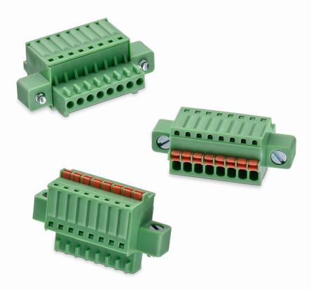 Wurth Elektronik Borne Enchufable Para PCB Hembra De 2 Vías, Paso 2.5mm, 12A, De Color Verde, Montaje De Inserción,