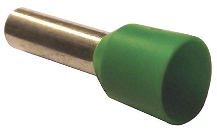 JST, FWE Insulated Crimp Bootlace Ferrule, 12mm Pin Length, 3.5mm Pin Diameter, 6mm² Wire Size, Green