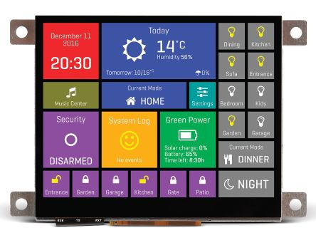MikroElektronika Farb-LCD 3.5Zoll Mit Touch Screen Kapazitiv, 240 X 320pixels, 72 X 53mm 5 V LED Lichtdurchlässig