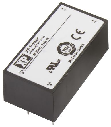 XP Power Alimentatore Switching EML15US36-E, 15W, Ingresso 120 → 370 V Dc, 85 → 264 V Ac, Uscita 36V Cc,