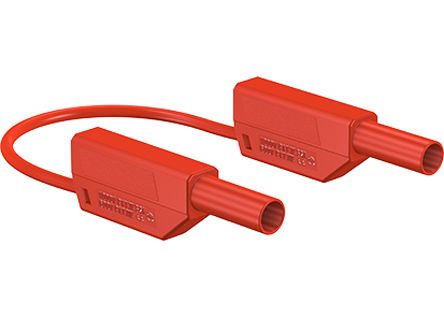 Staubli Cable De Prueba Con Conector De 4 Mm De Color Rojo, Macho-Macho, 32A, 500mm