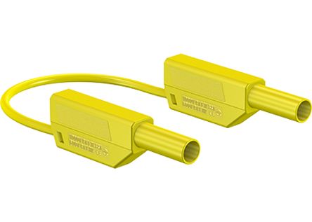 Staubli Messleitung 4mm Stecker / Stecker, Gelb PVC-isoliert 2m / 32A CAT II 1000V
