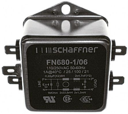 WIT Schaffner FN610 Series 20A 250 V AC//DC DC a 400Hz Chassis Mount RFI FILTER