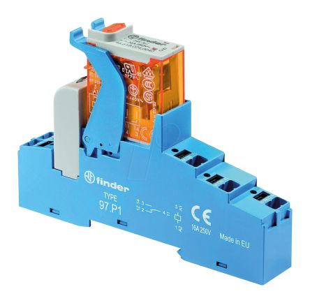 Finder 4C Series Interface Relay, DIN Rail Mount, 230V Ac Coil, SPDT, 1-Pole, 10A Load