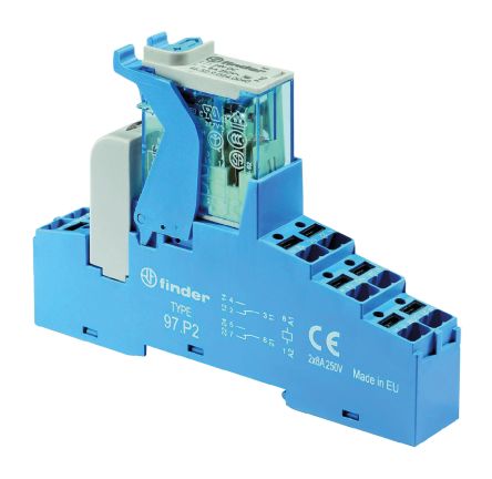 Finder 4C Series Interface Relay, DIN Rail Mount, 110V Ac Coil, DPDT-2C/0, 2-Pole, 8A Load