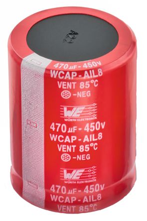 Wurth Elektronik WCAP-AIL8 Snap-In Aluminium-Elektrolyt Kondensator 820μF ±20% / 450V Dc, Ø 35mm, +85°C