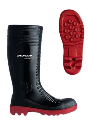 Dunlop Acifort Black, Red Steel Toe Capped Mens Safety Boots, UK 11, EU 46
