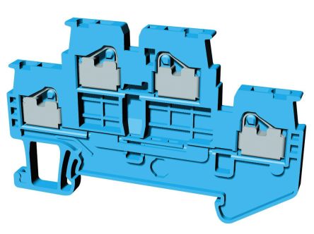 Omron XW5T DIN-Schienen Anschlussklemmenblock Zweifach Blau, 1.5mm², 600 V / 15 (UL) A, 17.5 (IEC) A, Einstecken