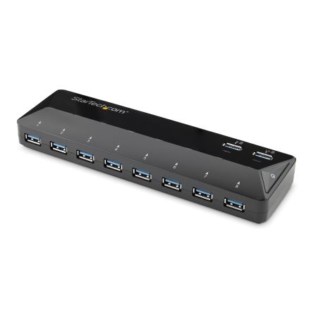 StarTech.com 10 Port USB 3.0 USB A Hub, AC Adapter Powered, 201 x 60 x 24mm