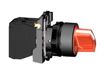 Schneider Electric Knob Selector Switch - (SPDT) 22mm Cutout Diameter, Illuminated 3 Positions