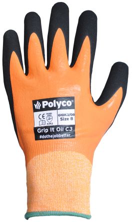 BM Polyco Gants De Manutention Grip It Taille 10, L, Résistant Aux Coupures, 1Paire, Orange