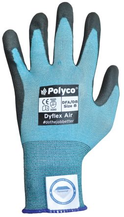 BM Polyco Dyflex Blue Polyurethane Cut Resistant Work Gloves, Size 8, Medium, Polyurethane Coating