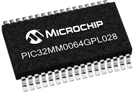 Microchip Microcontrolador PIC32MM0064GPL028-I/SS, Núcleo PIC De 32bit, RAM 8 KB, 25MHZ, SSOP De 28 Pines