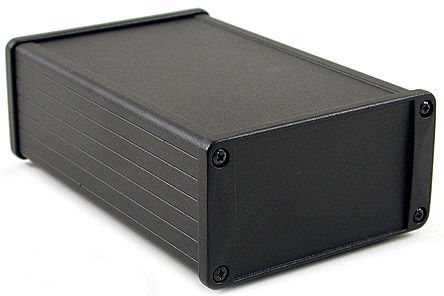 Hammond 1457 Series Black Aluminium Enclosure, IP65, Black Lid, 108 X 171 X 58.61mm