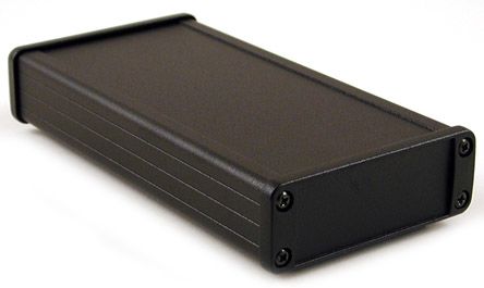 Hammond 1457 Series Black Aluminium Enclosure, IP54, Black Lid, 87 X 171.2 X 31.4mm