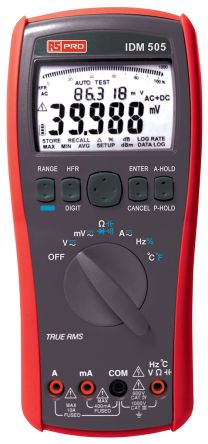 RS PRO Multimètre Numérique IDM505 Portable, 1000V C.a. 10A C.a., Etalonné RS