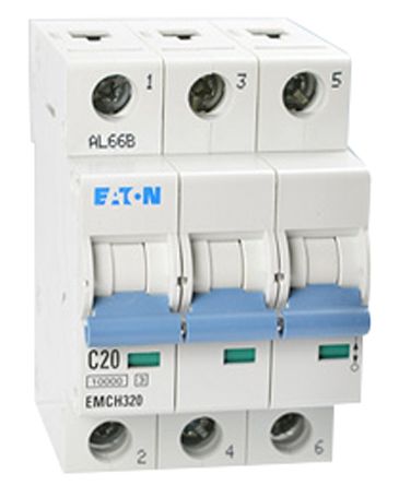 Eaton Moeller MCB Leitungsschutzschalter Typ C, 3-polig 20A 230V, Abschaltvermögen 10 KA MEMShield