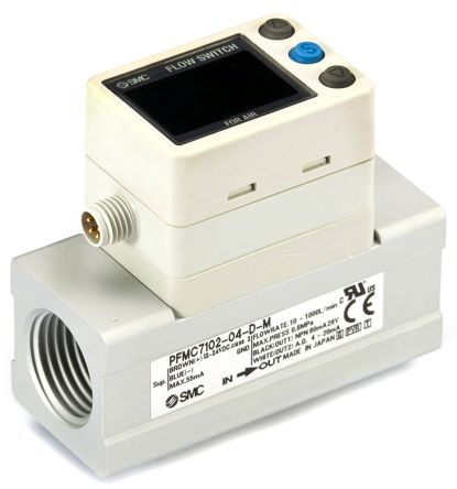 SMC PFMC Series Flow Controller, 500 L/min, Analogue, PNP Output, 12 → 24 V Dc, 1/2 In Pipe
