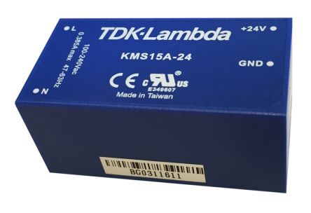 TDK-Lambda Switching Power Supply, KMS15A-5, 5V Dc, 3A, 15W, 1 Output, 120 → 370 V Dc, 90 → 264 V Ac