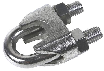 RS PRO 钢索夹, 8mm绳直径, AISI 304（U 形螺栓），AISI 316（基座）开槽, 不锈钢制