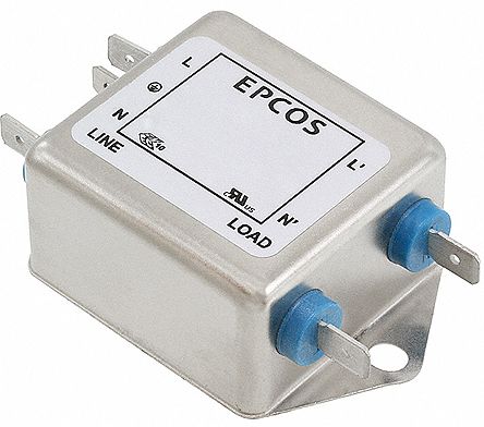 EPCOS Filtro EMC 0.1 X 2μF, 10A, 250 V Ac/dc, 50 → 60Hz 0,87 X 2 MH, Montaje En Panel, Con Terminales Conector