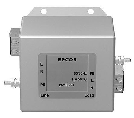 EPCOS B84142A*166 EMV-Filter, 250 V Ac/dc, 16A, Gehäusemontage, Flachstecker, 1-phasig 1,73 MA / 50 → 60Hz