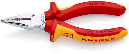 Knipex Kombizange, Gebogen Schneidkraft → Kupferkabel: 8 Mm Harter Draht: 2 Mm Mittelharter Draht: 3 Mm 145 Mm VDE