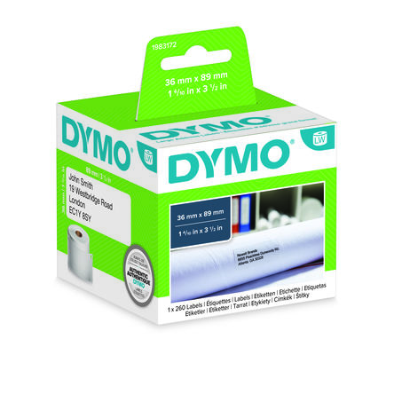 Dymo White Label Roll, 89mm Width, 36mm Height, 260Per Roll Qty