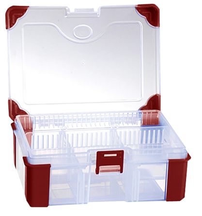 RS PRO Kleinteilebox, Polypropylen Rot Transparent, 10 Fächer Verstellbar, 60mm X 170mm X 130mm