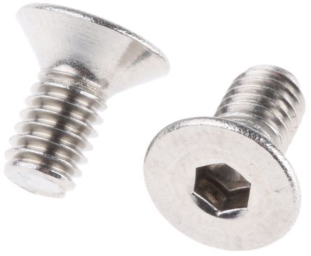 RS PRO Plain Stainless Steel Hex Socket Countersunk Screw, DIN 7991, M10 X 60mm