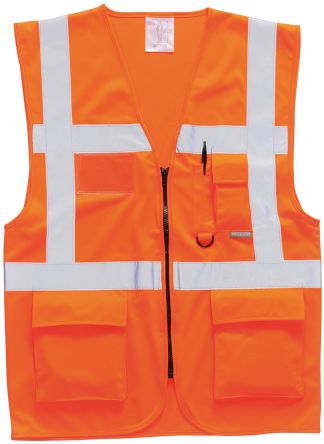 RS PRO Orange Unisex L Polyester Warnweste, Reißverschluss