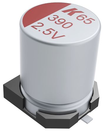 KEMET A765, SMD Polymerkondensator 820μF ±20% / 6.3V Dc, Ø 8mm, -55°C → +105°C
