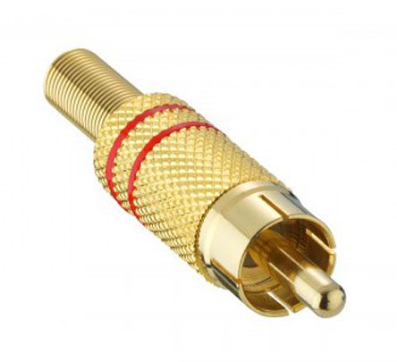 Lumberg Gold, Red RCA Plug, Gold, 5A