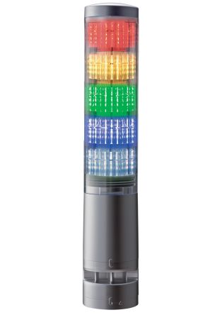 Patlite Colonnes Lumineuses Pré-configurées à LED RGB Feu Effets Lumineux Multiples, Clair Avec Buzzer, Série LA6, 24 V C.c.