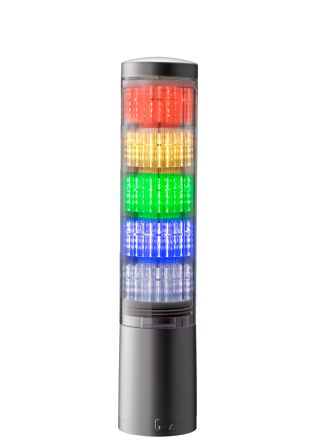 Patlite Torretta Di Segnalazione, 24 V C.c., LED RGB, 5 Elementi, Lenti Trasparente