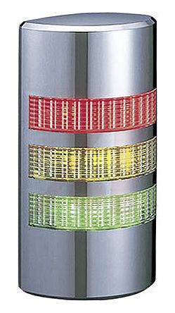 Patlite Torretta Di Segnalazione, 24 V Ca/cc, LED, 3 Elementi, Lenti Trasparente