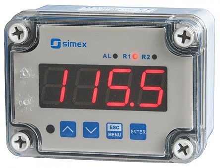 Simex 数字面板仪表, SRT-N118系列, 测量温度, 80mm高切面, 数字