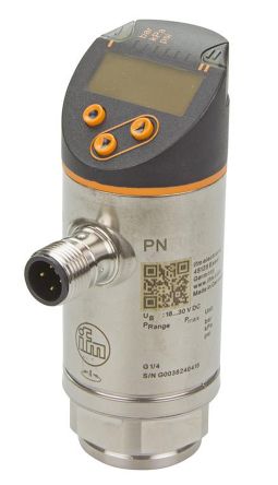 Ifm Electronic Pressure Sensor, -12.5mbar Min, 0.25bar Max, Analogue + PNP-NO/NC Programmable Output, Relative Reading