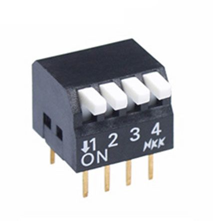 NKK Switches 4 Way PCB, Through Hole Piano Dip Switch SPST, Piano Actuator