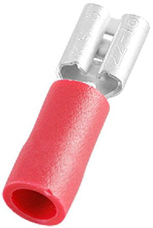 RS PRO Flachsteckhülse, Rot, Isoliert, 4.75 X 0.5mm, Buchse, 0.5mm² - 1.5mm², 22AWG Min