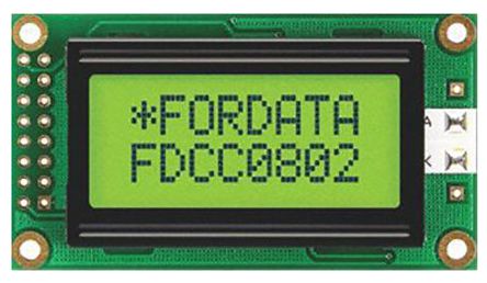 Fordata FC Alphanumerische LCD-Anzeige, Alphanumerisch Zweizeilig, 8 Zeichen, Hintergrund Gelbgrün Reflektiv