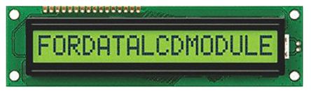 Fordata FC1601B00-FHYYBW-51SE FC Alphanumeric LCD Alphanumeric Display, Green, Yellow On Yellow-Green, 1 Row By 16