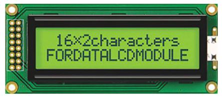 Fordata FC Alphanumerische LCD-Anzeige, Alphanumerisch Zweizeilig, 16 Zeichen, Hintergrund Gelbgrün Reflektiv