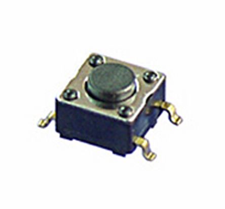 NKK Switches Black Flat Button Tactile Switch, SPST 100 MA 0.8mm Surface Mount