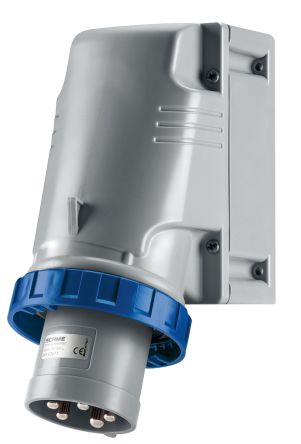 Scame IP67 Blue Wall Mount 2P + E Industrial Power Plug, Rated At 125A, 230 V
