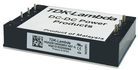 TDK-Lambda HQA DC-DC Converter, 28V Dc/ 4.2A Output, 9 → 40 V Dc Input, 118W, Flange Mount, +115°C Max Temp