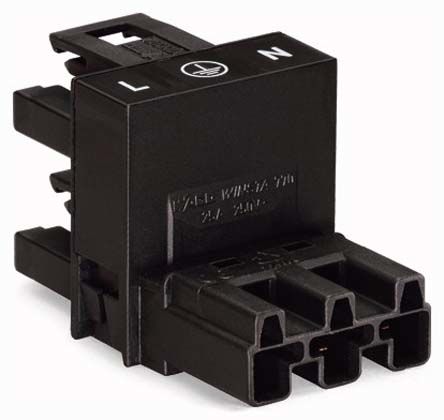 Wago 770 Series WINSTA MINI H Distribution Connector, 3-Pole, Female, Male, 3-Way, Cable Mount, 25A
